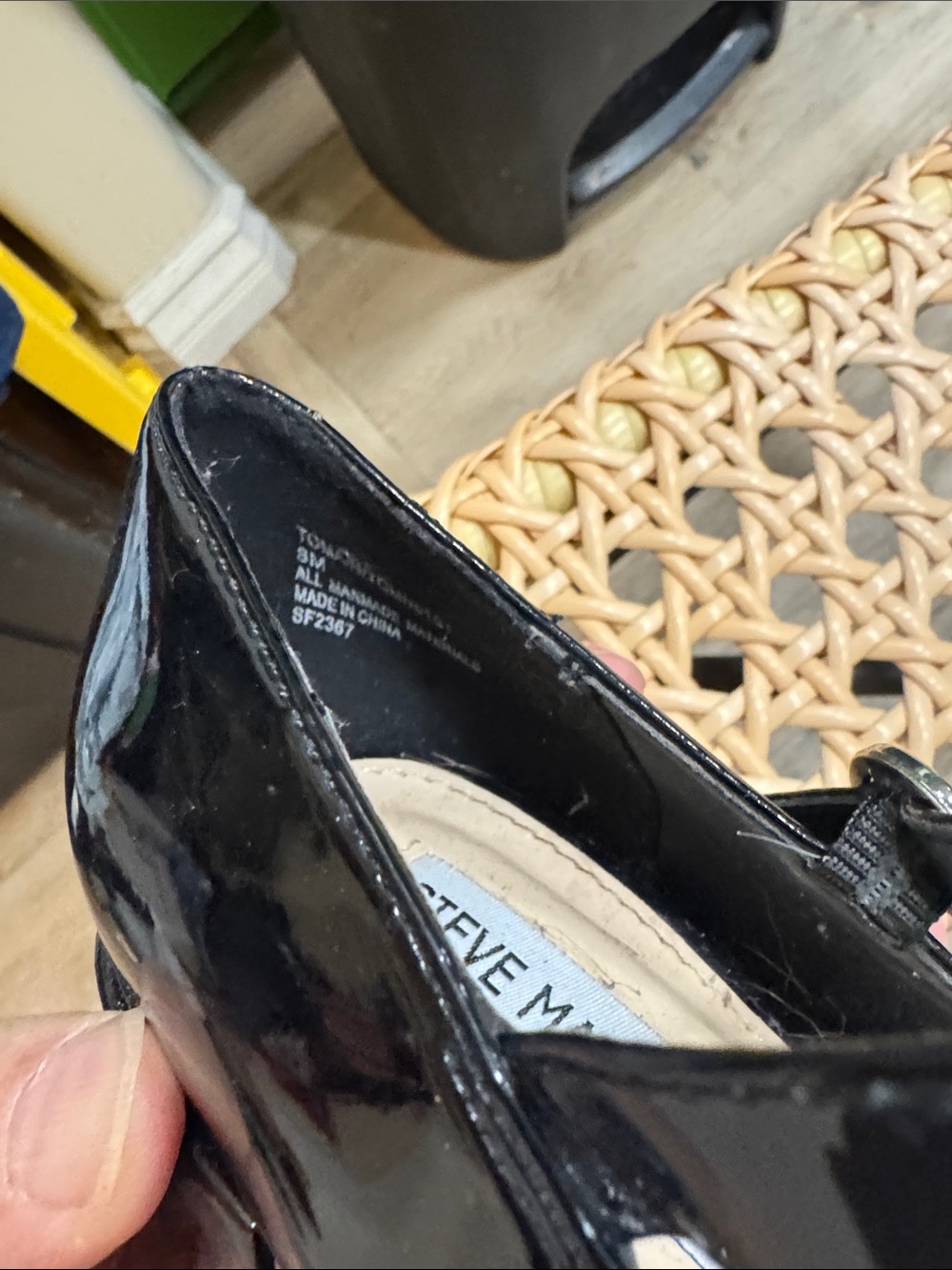 Steve Madden Patent single Strap Mary Jane Block Heel Pumps - Black - Picture 5 of 5